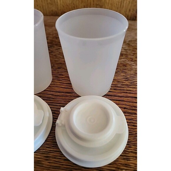 Vintage Tupperware Salt & Pepper Shakers 3" White Clear Midget Mini Picnic 1503 - Picture 3 of 6